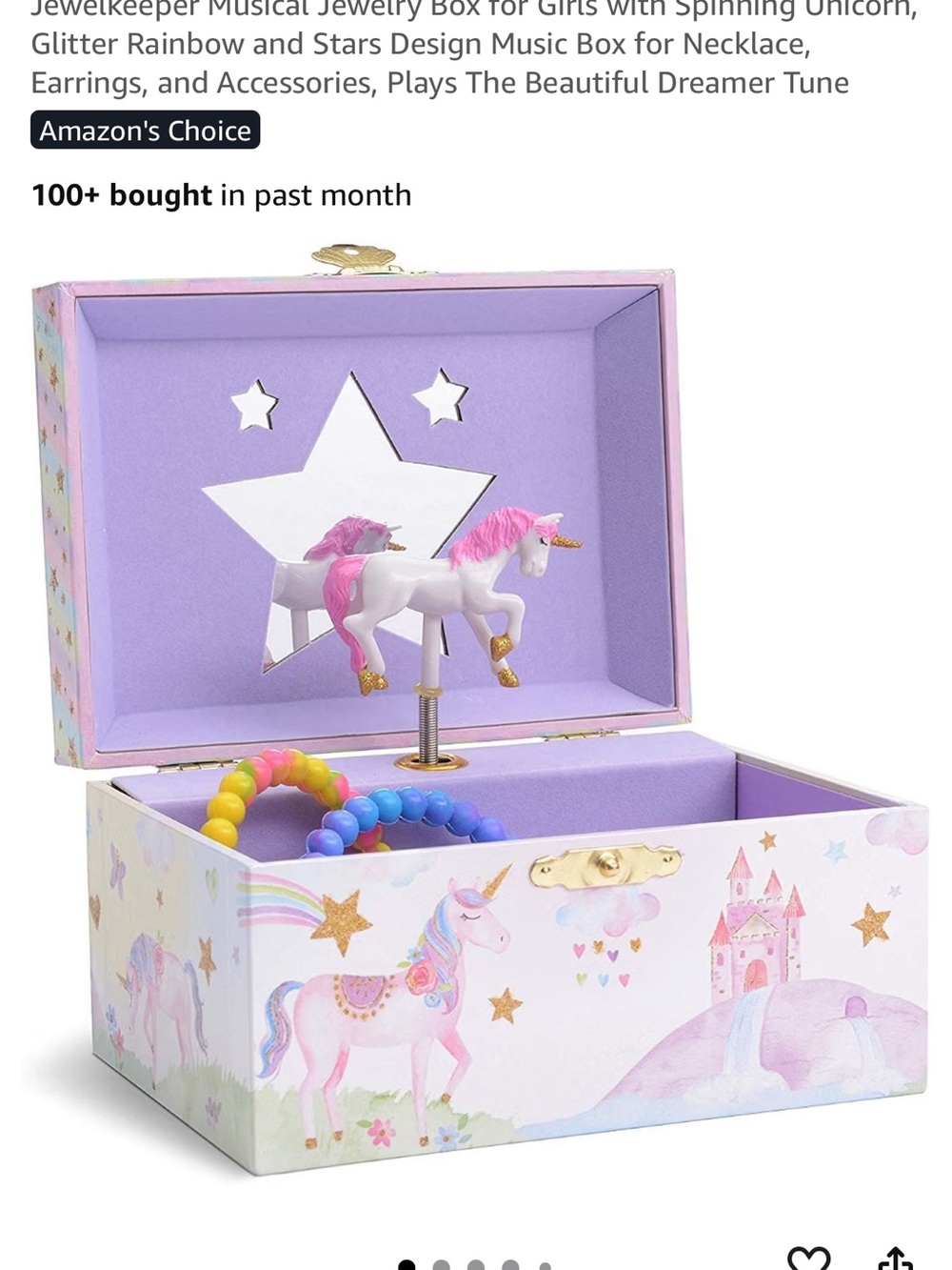 Disney Unicorn Music Jewelry Box in Purple, Pink & Gold